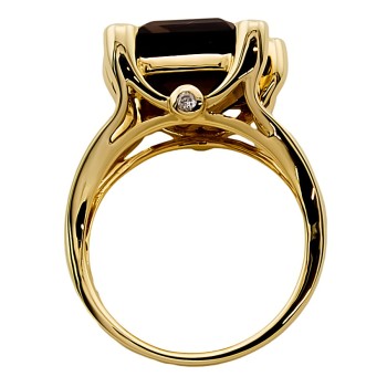 9ct gold Smoky Quartz/Diamond Ring size N